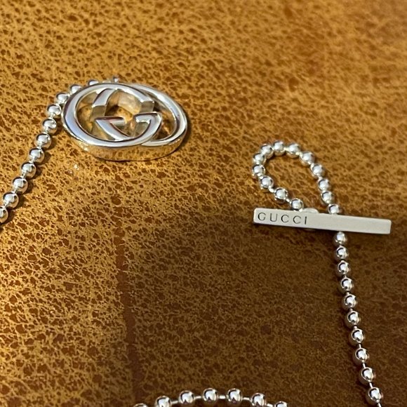 GUCCI GG Toggle Choker Necklace Double G Ball Chain Interlocking Silver 925 - Picture 4 of 9